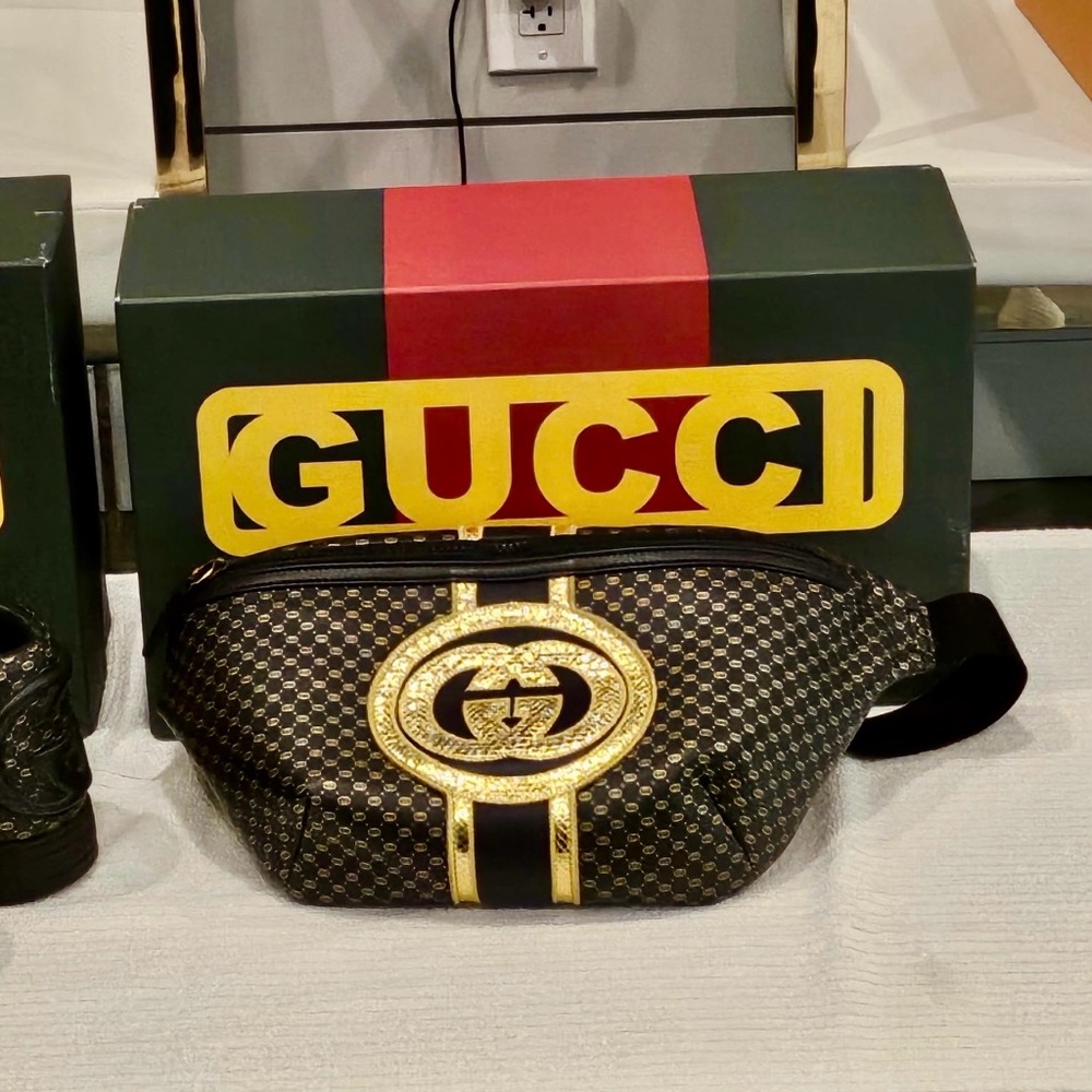 Gucci Black and Gold Belt Bag